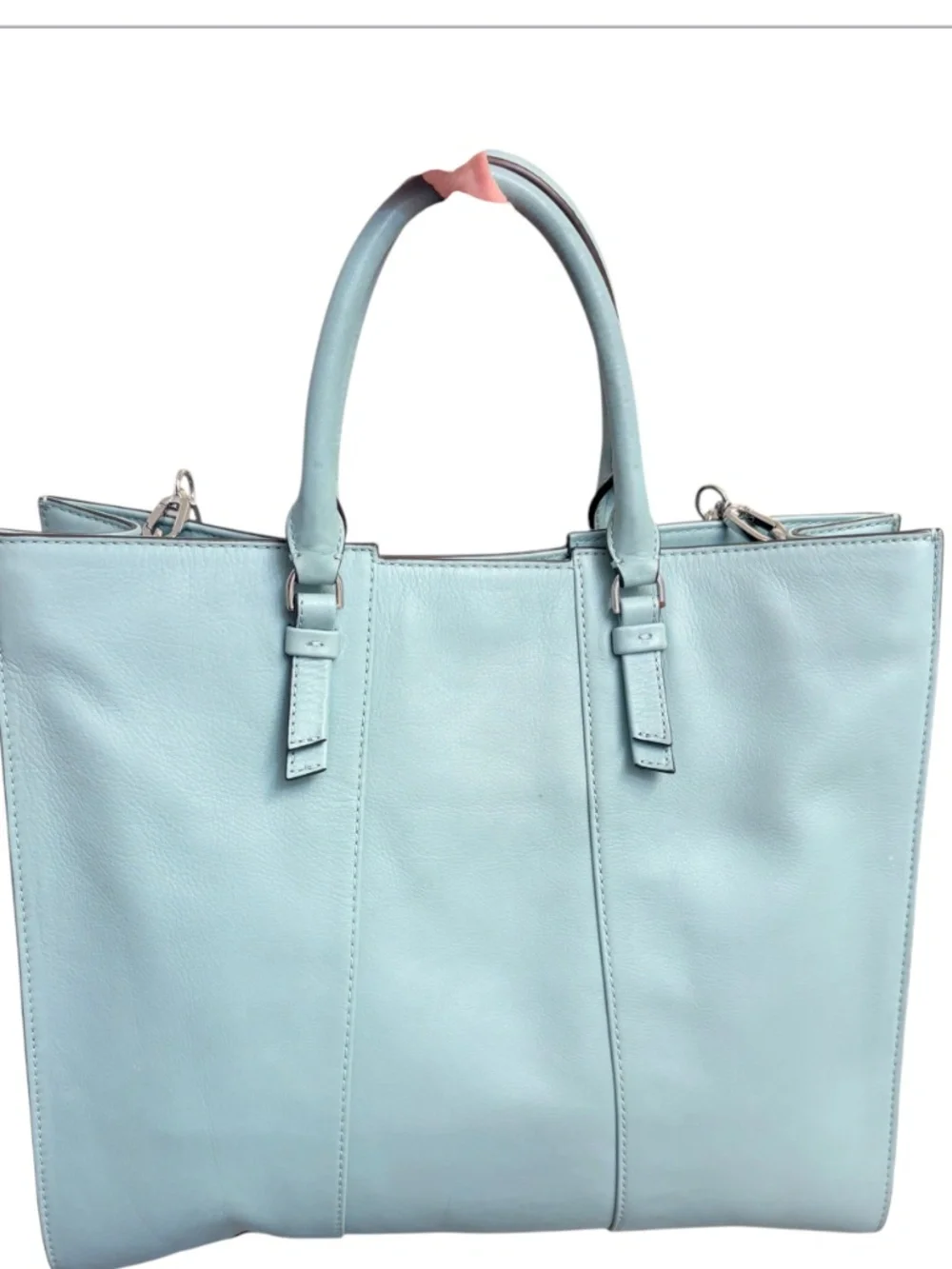 Tory Burch cass leather tote bag in mint blue leather